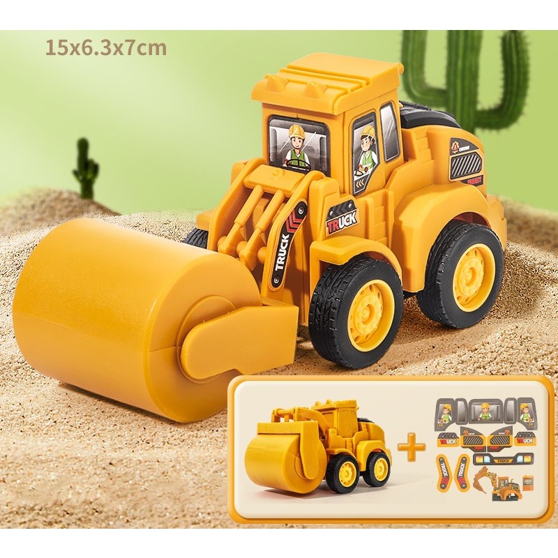 Bộ 4 xe đồ chơi (Chạy Với 1 Nút Bấm) mô hình công trình xây dựng cho bé nhựa an toàn, bền đẹp - Image 3