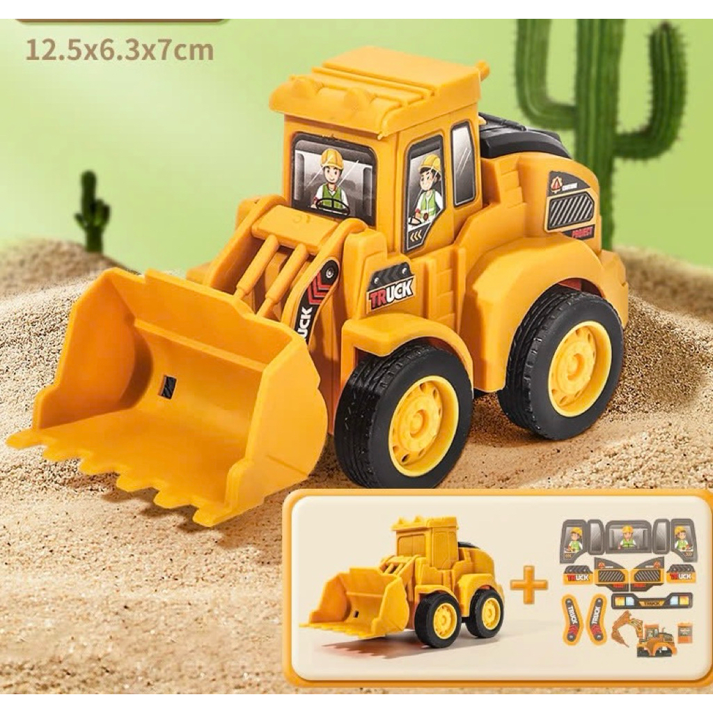 Bộ 4 xe đồ chơi (Chạy Với 1 Nút Bấm) mô hình công trình xây dựng cho bé nhựa an toàn, bền đẹp - Image 6