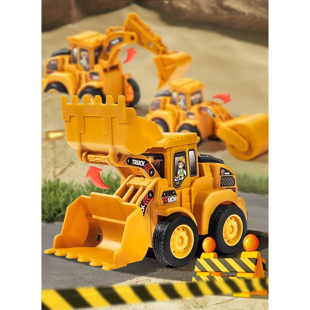 Bộ 4 xe đồ chơi (Chạy Với 1 Nút Bấm) mô hình công trình xây dựng cho bé nhựa an toàn, bền đẹp - Image 7