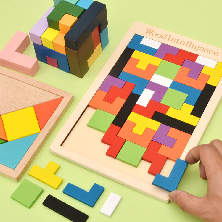 Bảng ghép gỗ, Bảng ghép hình gạch Tetris size đại, ghép gạch thông minh đồ chơi phát triển trí tuệ cho bé, Đồ Chơi Ghép - Ảnh 2