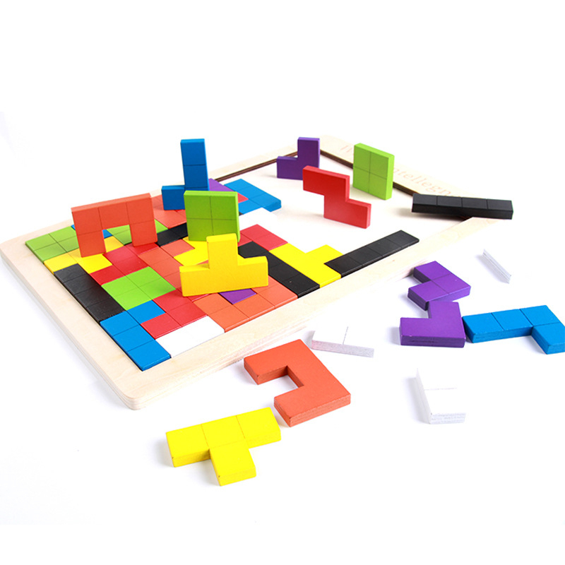 Bảng ghép gỗ, Bảng ghép hình gạch Tetris size đại, ghép gạch thông minh đồ chơi phát triển trí tuệ cho bé, Đồ Chơi Ghép - Ảnh 4