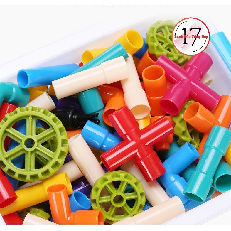 (size to) Đồ chơi thông minh xếp hình, lắp ráp ống nước tăng khả năng sáng tạo cho bé 96 chi tiết